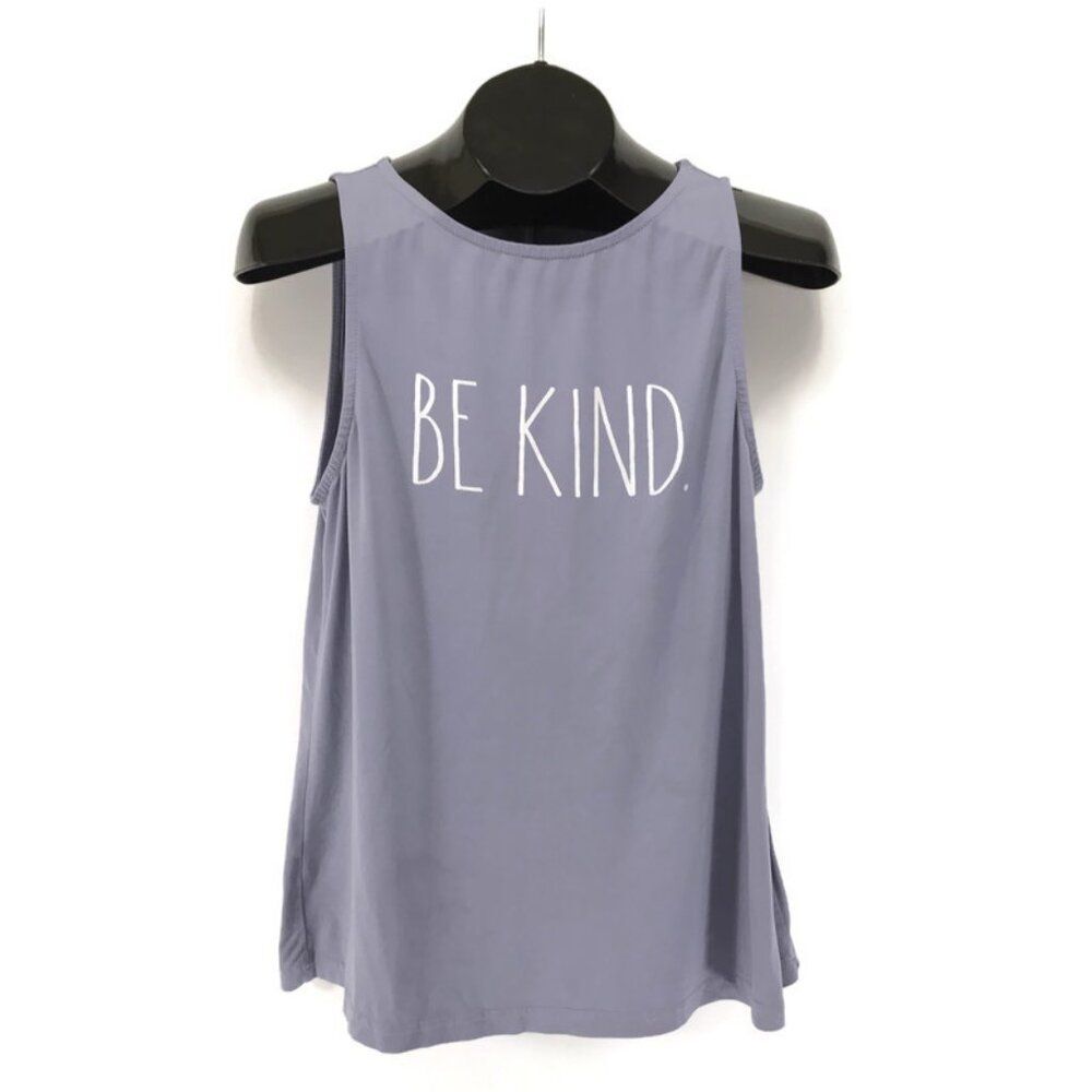 Rae Dunn BE KIND Tank Top Women's Small Periwinkle Sleeveless Stretch Casual